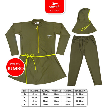 SPEEDS Baju Renang Wanita Muslim Jumbo 5L 6L 7L 8L Swimming Suit Pakaian Renang Spandex 1001