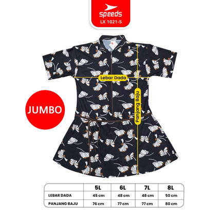 SPEEDS Pakaian Renang Wanita Ukuran Jumbo 5L 6L 7L 8L Swimdress Baju Renang Spandex 1021