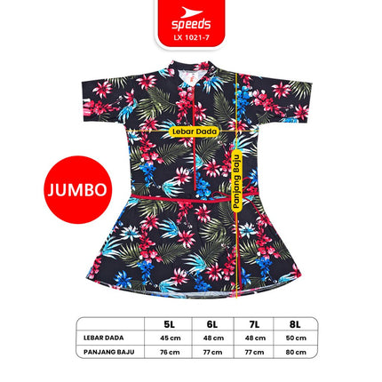 SPEEDS Pakaian Renang Wanita Ukuran Jumbo 5L 6L 7L 8L Swimdress Baju Renang Spandex 1021
