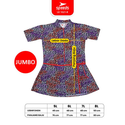 SPEEDS Pakaian Renang Wanita Ukuran Jumbo 5L 6L 7L 8L Swimdress Baju Renang Spandex 1021