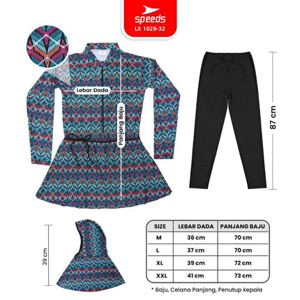 SPEEDS Baju Renang Muslim Spandex Swimwear Swim Suit Cewek Wanita Hijab Perempuan Remaja / Baju Renang 1029