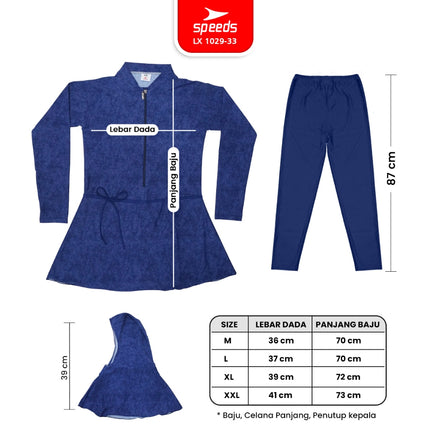 SPEEDS Baju Renang Muslim Spandex Swimwear Swim Suit Cewek Wanita Hijab Perempuan Remaja / Baju Renang 1029