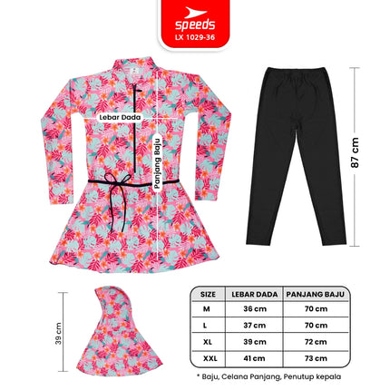 SPEEDS Baju Renang Muslim Spandex Swimwear Swim Suit Cewek Wanita Hijab Perempuan Remaja / Baju Renang 1029