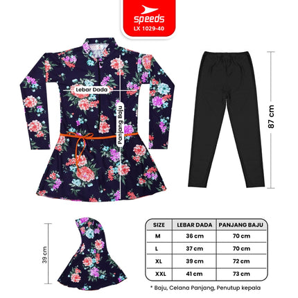 SPEEDS Baju Renang Muslim Spandex Swimwear Swim Suit Cewek Wanita Hijab Perempuan Remaja / Baju Renang 1029