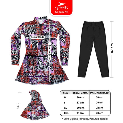 SPEEDS Baju Renang Muslim Spandex Swimwear Swim Suit Cewek Wanita Hijab Perempuan Remaja / Baju Renang 1029