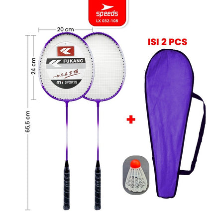 SPEEDS Raket Badminton Bulu Tangkis 1 Set isi 2pcs Racket Olahraga Pertandingan 032-301