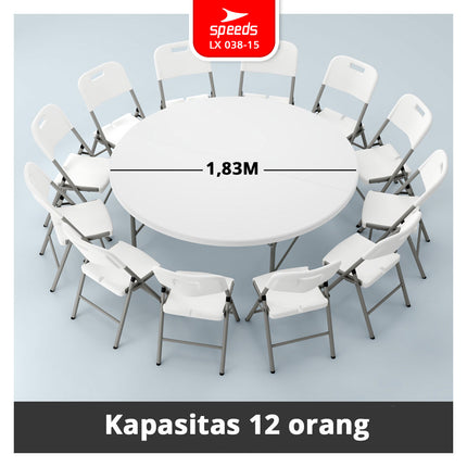 SPEEDS Meja Lipat Bulat Plastik Serbaguna 183cm 038-15