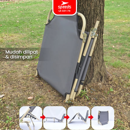 SPEEDS Kursi Lipat Folding Bed Matras Empuk Oxford Kuat Velbed Kursi Malas Santai 031-74