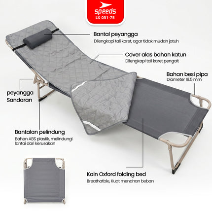 SPEEDS Kursi Lipat Folding Bed Velbed Kursi Malas Tempat Tidur Lipat Kursi Ranjang 031-75