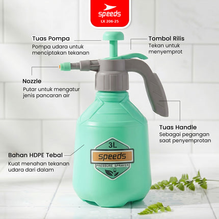 SPEEDS Bottle Pressure Sprayer Botol Semprotan Spray Manual 3L 2L 1L Tekanan Tinggi 206-25