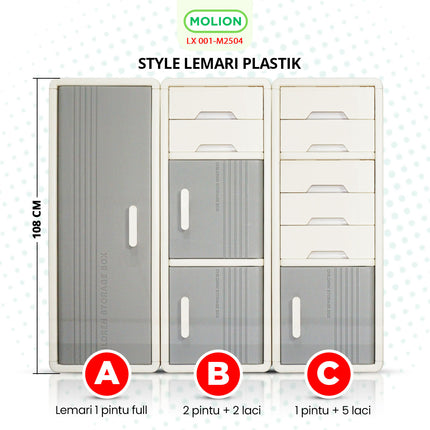 Plastic Cabinet HDPE 41x31x108cm Clothes Toys Multipurpose Minimalist 001-M2504