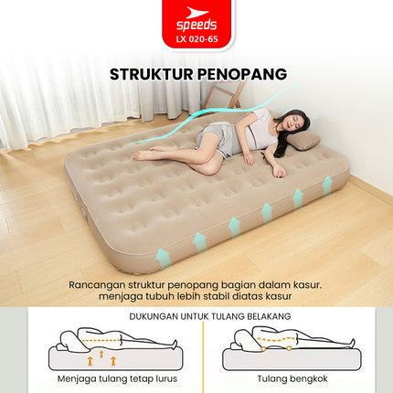 SPEEDS Kasur Angin Tiup 200x154x43cm Multifungsi Matras Kasur Pompa Outdoor Inflatable Bed 020-65