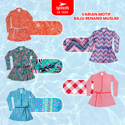 SPEEDS Baju Renang Muslim Spandex Swimwear Swim Suit Cewek Wanita Hijab Perempuan Remaja / Baju Renang 1029