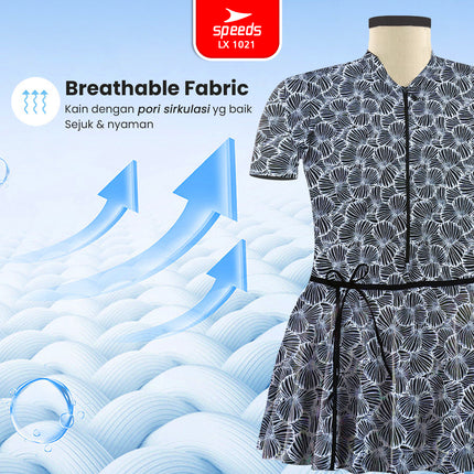 SPEEDS Pakaian Renang Wanita Ukuran Jumbo 5L 6L 7L 8L Swimdress Baju Renang Spandex 1021