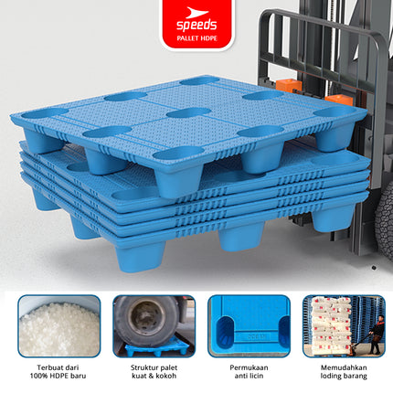 SPEEDS Thick HDPE Plastic Pallet 120x100x15cm Warehouse Pallet 9-Foot Strong Sturdy