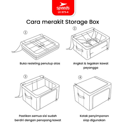 SPEEDS Storage Box Oxford Kain 66L 100L Multifungsi Penyimpanan Serbaguna 075-4