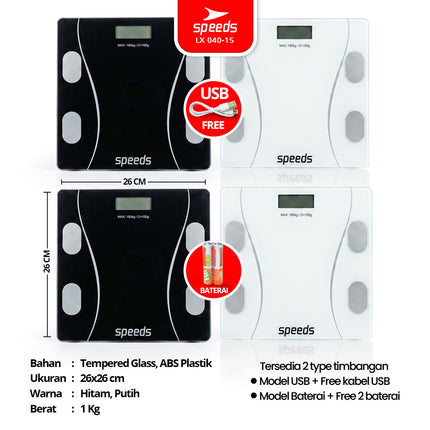 SPEEDS Timbangan Berat Badan Digital Max 180kg 040-15