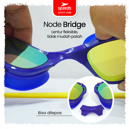 SPEEDS Kacamata Renang Swimming Goggles Silicon Strap Anti FOG & UV Lensa Berwarna 017-2506