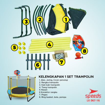 SPEEDS Trampolin Anak Mainan Lompat Jump 60inch Trampoline Mainan Olahraga Anak Lompat 067-16