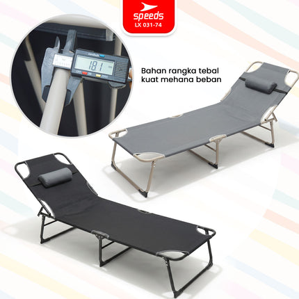 SPEEDS Kursi Lipat Folding Bed Matras Empuk Oxford Kuat Velbed Kursi Malas Santai 031-74
