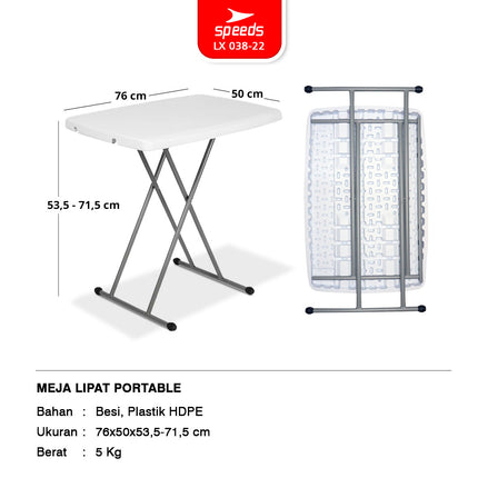 SPEEDS Meja Lipat Plastik Serbaguna 76cm 038-22