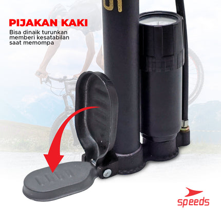 Pompa Angin Floor Pump Pompa Udara Portabel 100 psi 3 Nozzle Serbaguna 016-11