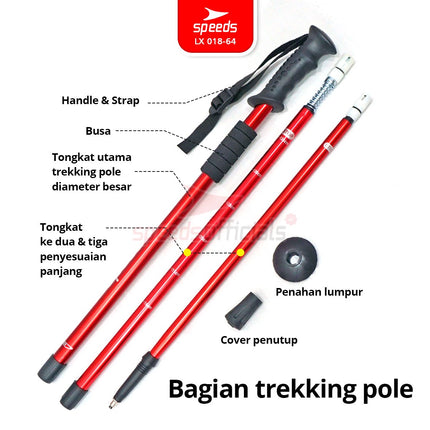 SPEEDS Trekking Pole Tracking Pole Gagang L Tongkat Treking Gunung Camping/ Tongkat Hiking Mendaki 018-64