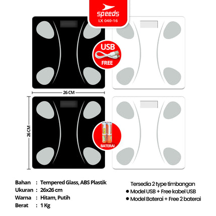 SPEEDS Timbangan Berat Badan Digital Max 180kg 040-16