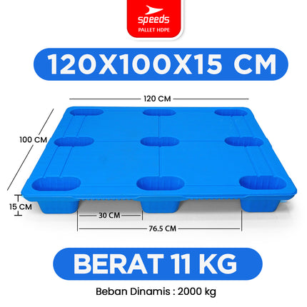 SPEEDS Thick HDPE Plastic Pallet 120x100x15cm Warehouse Pallet 9-Foot Strong Sturdy