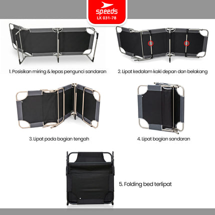 SPEEDS Folding Bed Kursi Lipat Malas Santai Oxford Outdoor Indoor Velbed Matras 031-78