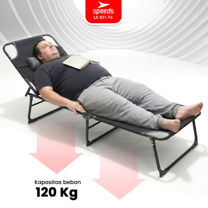 SPEEDS Kursi Lipat Folding Bed Matras Empuk Oxford Kuat Velbed Kursi Malas Santai 031-74