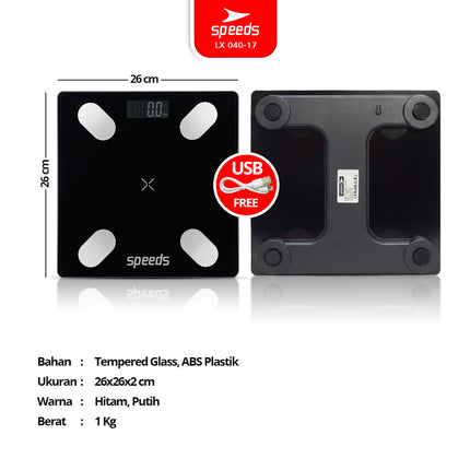 SPEEDS Timbangan Berat Badan Digital Max 180kg 040-17