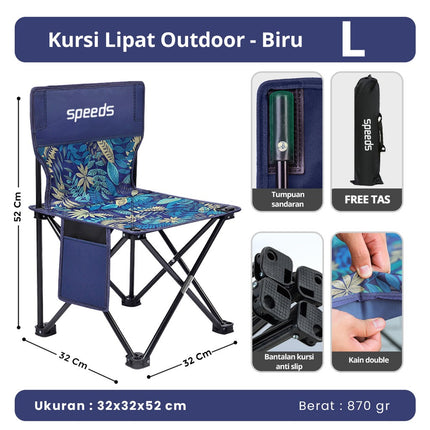 SPEEDS Kursi Lipat Camping Kursi Lipat Outdoor Kursi Gunung Kursi Sauna Bangku Portable 031-12