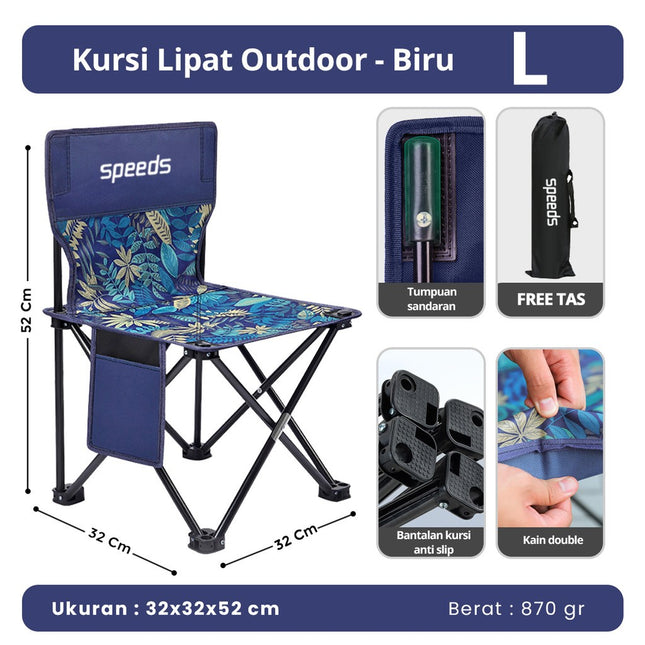 SPEEDS Kursi Lipat Camping Kursi Lipat Outdoor Kursi Gunung Kursi Sauna Bangku Portable 031-12