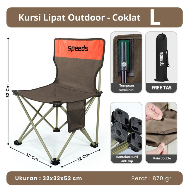 SPEEDS Kursi Lipat Camping Kursi Lipat Outdoor Kursi Gunung Kursi Sauna Bangku Portable 031-12