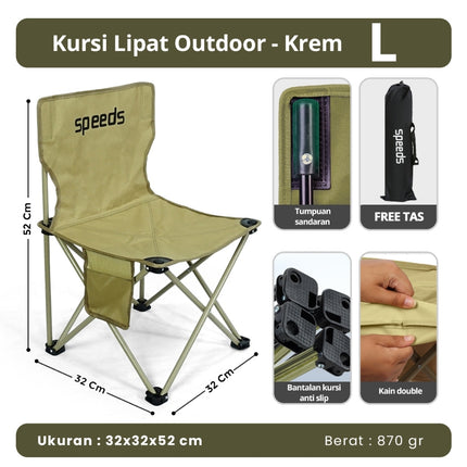 SPEEDS Kursi Lipat Camping Kursi Lipat Outdoor Kursi Gunung Kursi Sauna Bangku Portable 031-12