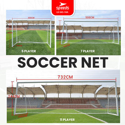 SPEEDS Jaring Gawang Sepak Bola 7x2m Bahan Nylon Profesional Futsal Soccer Net Goals Standard 045-10