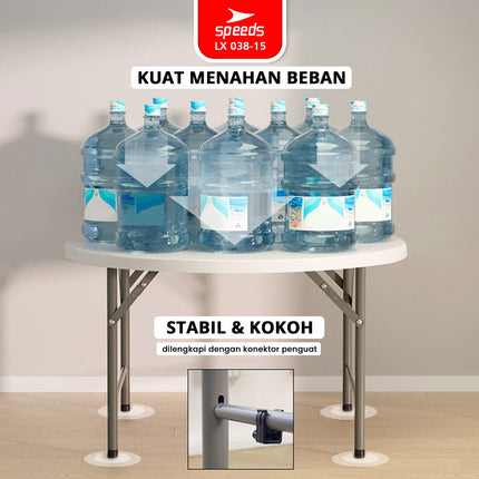 SPEEDS Meja Lipat Bulat Plastik Serbaguna 183cm 038-15