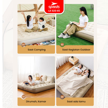 SPEEDS Kasur Angin Tiup 200x154x43cm Multifungsi Matras Kasur Pompa Outdoor Inflatable Bed 020-65