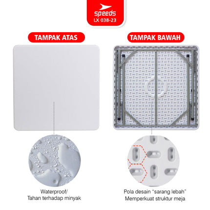 SPEEDS Meja Lipat Plastik 86x86x74cm Folding Table HDPE Indoor Outdoor Piknik Pameran Jualan Besar Meja Makan 038-23