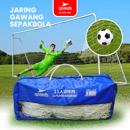 SPEEDS Jaring Gawang Sepak Bola 7x2m Bahan Nylon Profesional Futsal Soccer Net Goals Standard 045-10