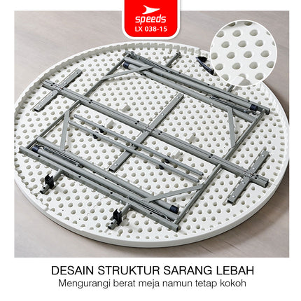 SPEEDS Meja Lipat Bulat Plastik Serbaguna 183cm 038-15