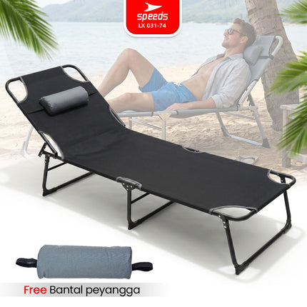 SPEEDS Kursi Lipat Folding Bed Matras Empuk Oxford Kuat Velbed Kursi Malas Santai 031-74