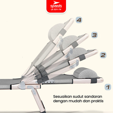SPEEDS Kursi Lipat Folding Bed Matras Empuk Oxford Kuat Velbed Kursi Malas Santai 031-74