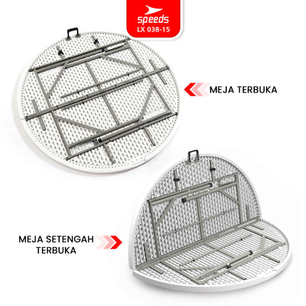 SPEEDS Meja Lipat Bulat Plastik Serbaguna 183cm 038-15