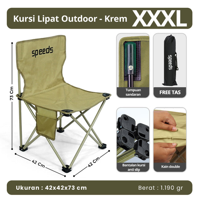 SPEEDS Kursi Lipat Outdoor Indoor Kemah L XL 2XL 3XL Camping Portabel Folding Chair LX 031-15A