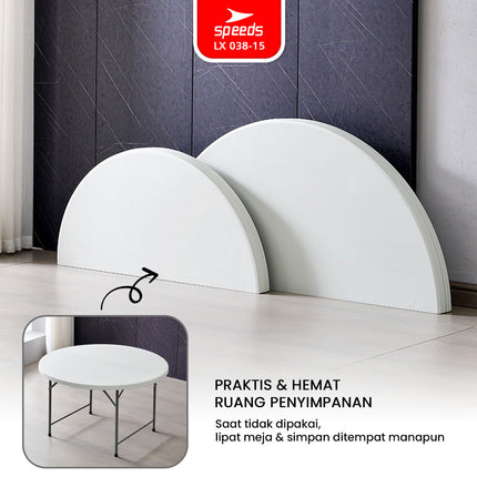 SPEEDS Meja Lipat Bulat Plastik Serbaguna 183cm 038-15