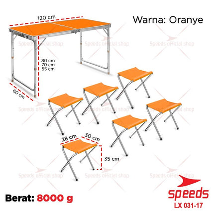 SPEEDS Meja Camping Lipat Set Meja Kursi Lipat Meja Camping Piknik Outdoor Portable 031-35