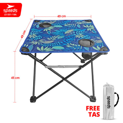 SPEEDS Folding Table Meja Lipat Portabel untuk Outdoor maupun Indoor Meja Praktis Serbaguna 031-19 Biru