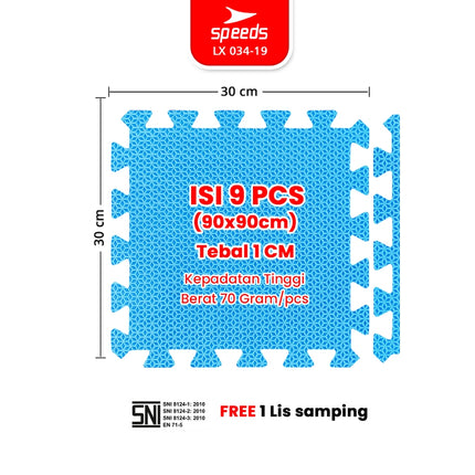 SPEEDS Evamat Mat 30x30cm 10mm EVA Puzzle Mat Soft Plush Mat for Kids Play Sleep Carpet 034-19